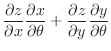 $\displaystyle \frac{\partial z}{\partial x}\frac{\partial x}{\partial \theta} + \frac{\partial z}{\partial y}\frac{\partial y}{\partial \theta}$