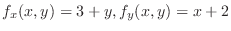 $f_x(x,y) = 3+y, f_y(x,y)=x+2$