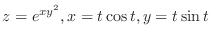 $\displaystyle{z = e^{xy^2}, x = t\cos{t}, y = t\sin{t}}$