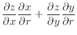 $\displaystyle \frac{\partial z}{\partial x}\frac{\partial x}{\partial r} + \frac{\partial z}{\partial y}\frac{\partial y}{\partial r}$