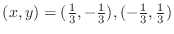 $(x,y) = (\frac{1}{3},-\frac{1}{3}), (-\frac{1}{3},\frac{1}{3})$