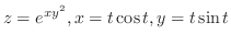 $\displaystyle{z = e^{xy^2}, x = t\cos{t}, y = t\sin{t}}$