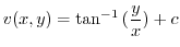 $\displaystyle v(x,y) = \tan^{-1}{(\frac{y}{x})} + c$