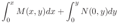$\displaystyle \int_{0}^{x}M(x,y)dx + \int_{0}^{y}N(0,y)dy$