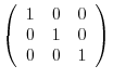 $\displaystyle \left(\begin{array}{ccc}
1 & 0 & 0\\
0 & 1 & 0\\
0 & 0 & 1
\end{array}\right)$