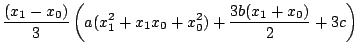 $\displaystyle \frac{(x_{1} - x_{0})}{3}\left(a(x_{1}^{2} + x_{1}x_{0} + x_{0}^{2}) + \frac{3b(x_{1} + x_{0})}{2} + 3c\right)$