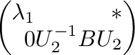 $\displaystyle \left(\begin{array}{rr}
\lambda_{1}&*\\
0&U_{2}^{-1}BU_{2}
\end{array}\right)$