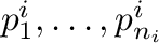 ${\bf p}_{1}^{i}, \ldots,{\bf p}_{n_{i}}^{i}$