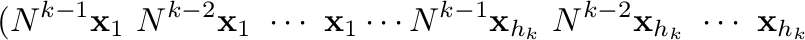 $\displaystyle (N^{k-1}{\mathbf x}_{1} \ N^{k-2}{\mathbf x}_{1} \ \cdots \ {\mat...
...{\mathbf x}_{h_{k}} \ N^{k-2}{\mathbf x}_{h_{k}} \ \cdots \ {\mathbf x}_{h_{k}}$