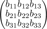 $\left(\begin{array}{rrr}
b_{11}&b_{12}&b_{13}\\
b_{21}&b_{22}&b_{23}\\
b_{31}&b_{32}&b_{33}
\end{array}\right )$