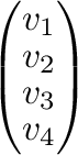 $\displaystyle \left(\begin{array}{r}
{\bf v}_{1}\\
{\bf v}_{2}\\
{\bf v}_{3}\\
{\bf v}_{4}
\end{array}\right)$