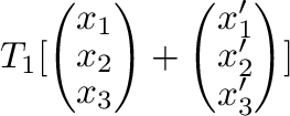 $\displaystyle T_{1}[\left(\begin{array}{c}
x_{1}\\
x_{2}\\
x_{3}
\end{array}\...
...rray}{c}
x_{1}^{\prime}\\
x_{2}^{\prime}\\
x_{3}^{\prime}
\end{array}\right)]$