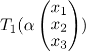 $\displaystyle T_{1}(\alpha \left(\begin{array}{c}
x_{1}\\
x_{2}\\
x_{3}
\end{array}\right))$