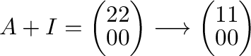 $\displaystyle A + I = \left(\begin{array}{rr}
2&2\\
0&0
\end{array}\right) \longrightarrow \left(\begin{array}{rr}
1&1\\
0&0
\end{array}\right)$