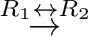 $\displaystyle \stackrel{R_{1} \leftrightarrow R_{2}}{\rightarrow}$
