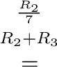 $\displaystyle \stackrel{\begin{array}{cc}
{}^{\frac{R_{2}}{7}}\\
{}^{R_{2}+R_{3}}
\end{array}}{=}$