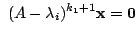 $\displaystyle  (A - \lambda_{i})^{k_{1}+1} {\mathbf x} = {\bf0} $