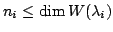 $ n_{i} \leq \dim W(\lambda_{i})$