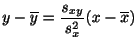 $\displaystyle y - \overline y = \frac{s_{xy}}{s_{x}^2}(x - \overline x) $