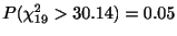 $ P(\chi_{19}^{2} > 30.14) = 0.05$