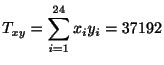 $ \displaystyle{T_{xy} = \sum_{i=1}^{24} x_{i}y_{i} = 37192}$