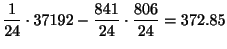 $\displaystyle \frac{1}{24} \cdot 37192 - \frac{841}{24}\cdot \frac{806}{24} = 372.85$