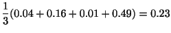 $\displaystyle \frac{1}{3}(0.04 + 0.16 + 0.01 + 0.49) = 0.23$