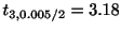 $ t_{3,0.005/2} = 3.18$