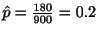 $ \hat{p} = \frac{180}{900} = 0.2$