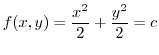 $\displaystyle f(x,y) = \frac{x^2}{2} + \frac{y^2}{2} = c$