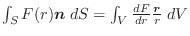 $\int_{S}F(r)\boldsymbol{n}\; dS = \int_{V} \frac{dF}{dr}\frac{\boldsymbol{r}}{r}\;dV$