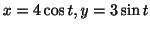 $ x = 4\cos{t}, y = 3\sin{t}$