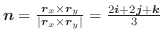 $\boldsymbol{n} = \frac{\boldsymbol{r}_{x} \times \boldsymbol{r}_{y}}{\vert\bold...
...bol{r}_{y}\vert} = \frac{2\boldsymbol{i} + 2\boldsymbol{j} + \boldsymbol{k}}{3}$