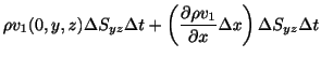 $\displaystyle \rho v_{1}(0,y,z)\Delta S_{yz} \Delta t + \left (\frac{\partial \rho v_{1}}{\partial x} \Delta x \right ) \Delta S_{yz} \Delta t $