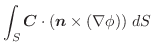 $\displaystyle \int_{S}\boldsymbol{C} \cdot(\boldsymbol{n}\times (\nabla \phi))\;dS$