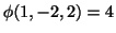 $ \phi(1,-2,2) =4$