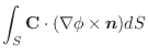 $\displaystyle \int_{S}{\bf C} \cdot(\nabla \phi \times \boldsymbol{n})dS$