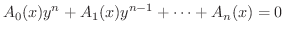 $\displaystyle A_{0}(x)y^{n} + A_{1}(x)y^{n-1} + \cdots + A_{n}(x) = 0 $