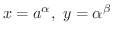 $x = a^{\alpha}, \ y = \alpha^{\beta}$
