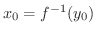 $x_{0} = f^{-1}(y_{0})$