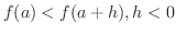 $f(a) < f(a+h),h < 0 $