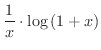 $\displaystyle{\frac{1}{x} \cdot \log{(1 + x)}}$