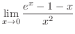 $\displaystyle{\lim_{x \rightarrow 0}\frac{e^{x} - 1 - x}{x^2}}$