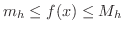 $\displaystyle m_{h} \leq f(x) \leq M_{h} $