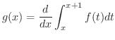 $\displaystyle{g(x) = \frac{d}{dx}\int_{x}^{x+1}f(t)dt}$