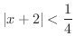 $\displaystyle{\vert x + 2\vert < \frac{1}{4}}$