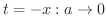 $t = -x : a \rightarrow 0$