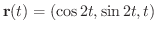 $\displaystyle{{\bf r}(t) = (\cos{2t},\sin{2t},t)}$