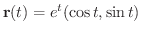$\displaystyle{{\bf r}(t) = e^{t}(\cos{t}, \sin{t})}$