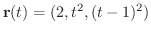 $\displaystyle{{\bf r}(t) = (2, t^2, (t-1)^2)}$